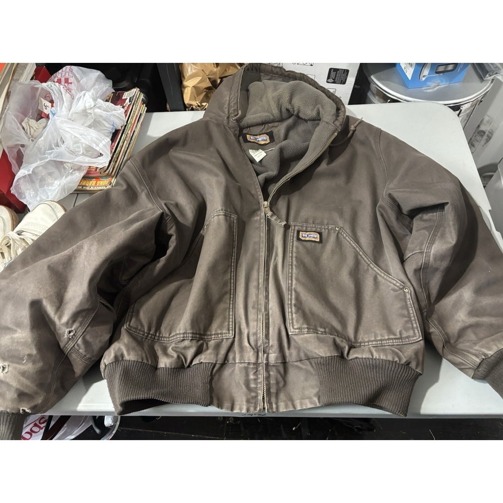 Big Smith‎ Men's Brown Canvas Hooded Work Jacket Vintage